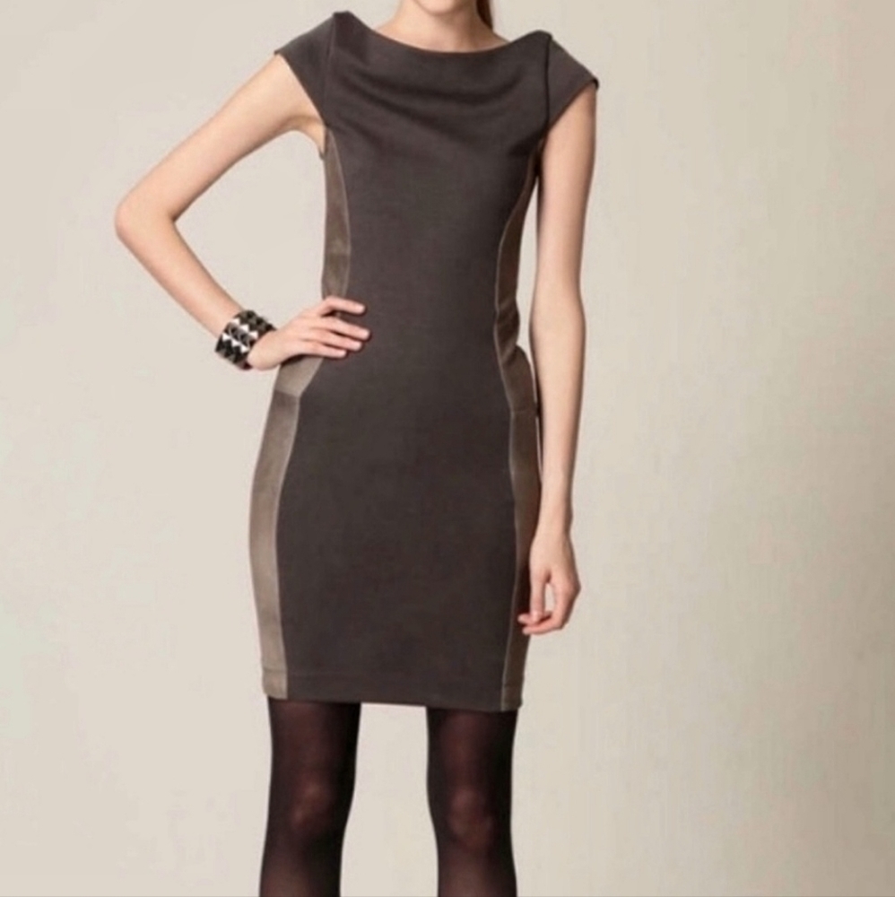 Alice‎ + Olivia | Leather Contrast Midi dress S